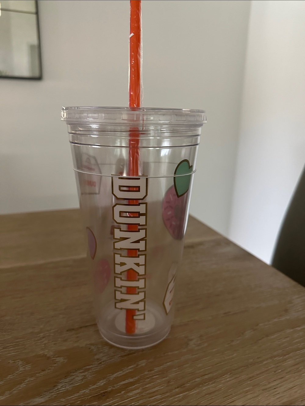 Stoney Clover Lane Clear Tumbler with Pink Hearts and Orange Straw